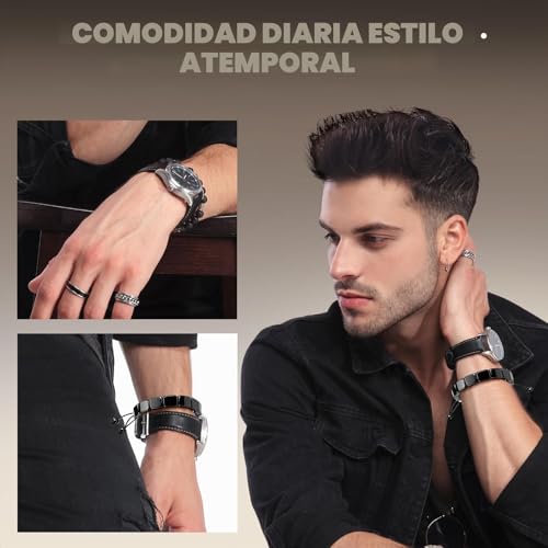 Detalle de JTHEW Pulsera ajustable de hematita para hombres: energía estable y estilo minimalista