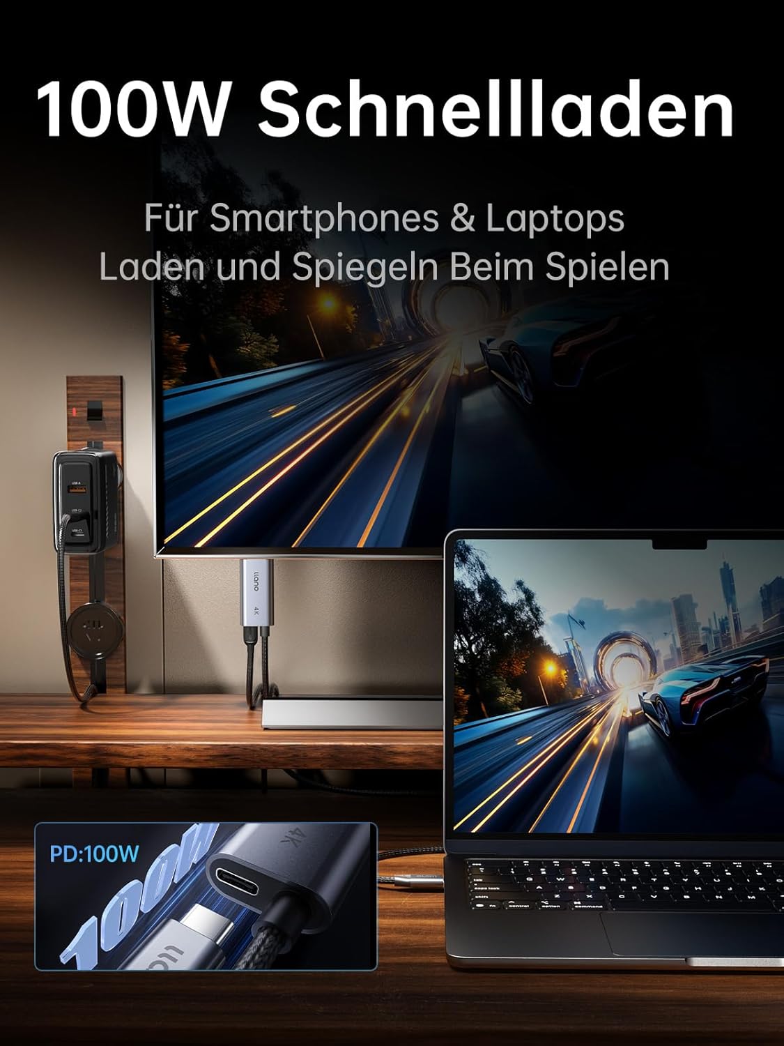 Thumbnail 4 de llano USB-C auf HDMI Kabel (4K 60 Hz, 100 W PD) – 1,5 m, HDR & Audio-Unterstützung