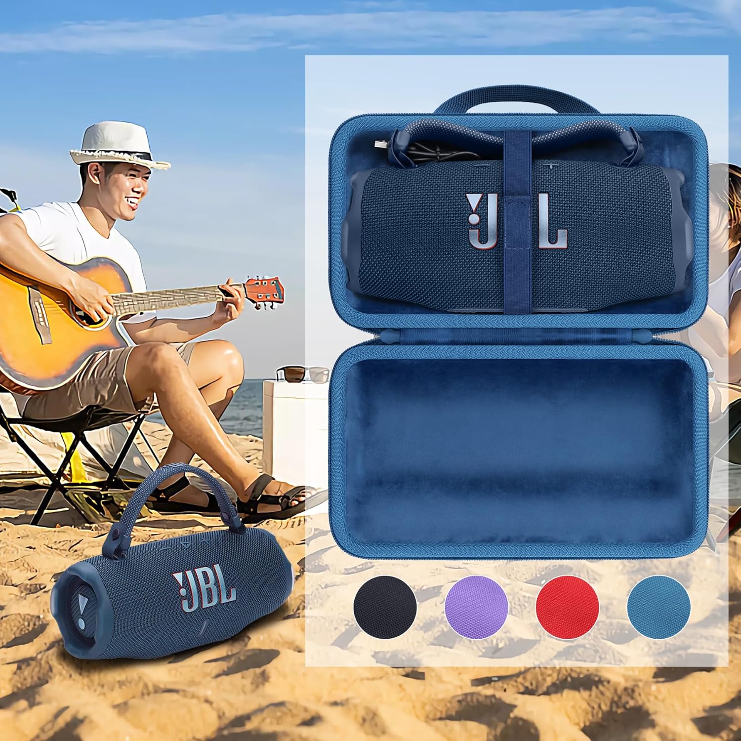 Thumbnail 6 de Khanka Hard Case for JBL Charge 6 – EVA Travel Case with Shoulder Strap (Blue)