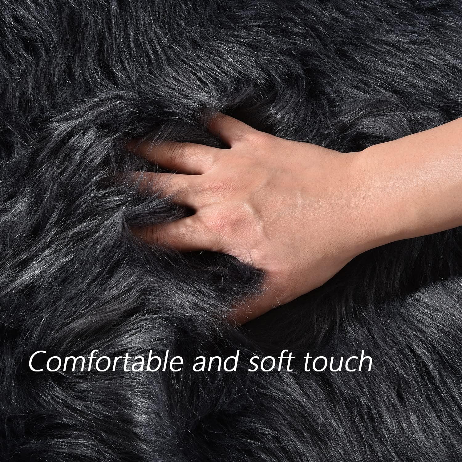 Detalle 2 de Latepis 6x8 Dark Grey Faux Sheepskin Rug
