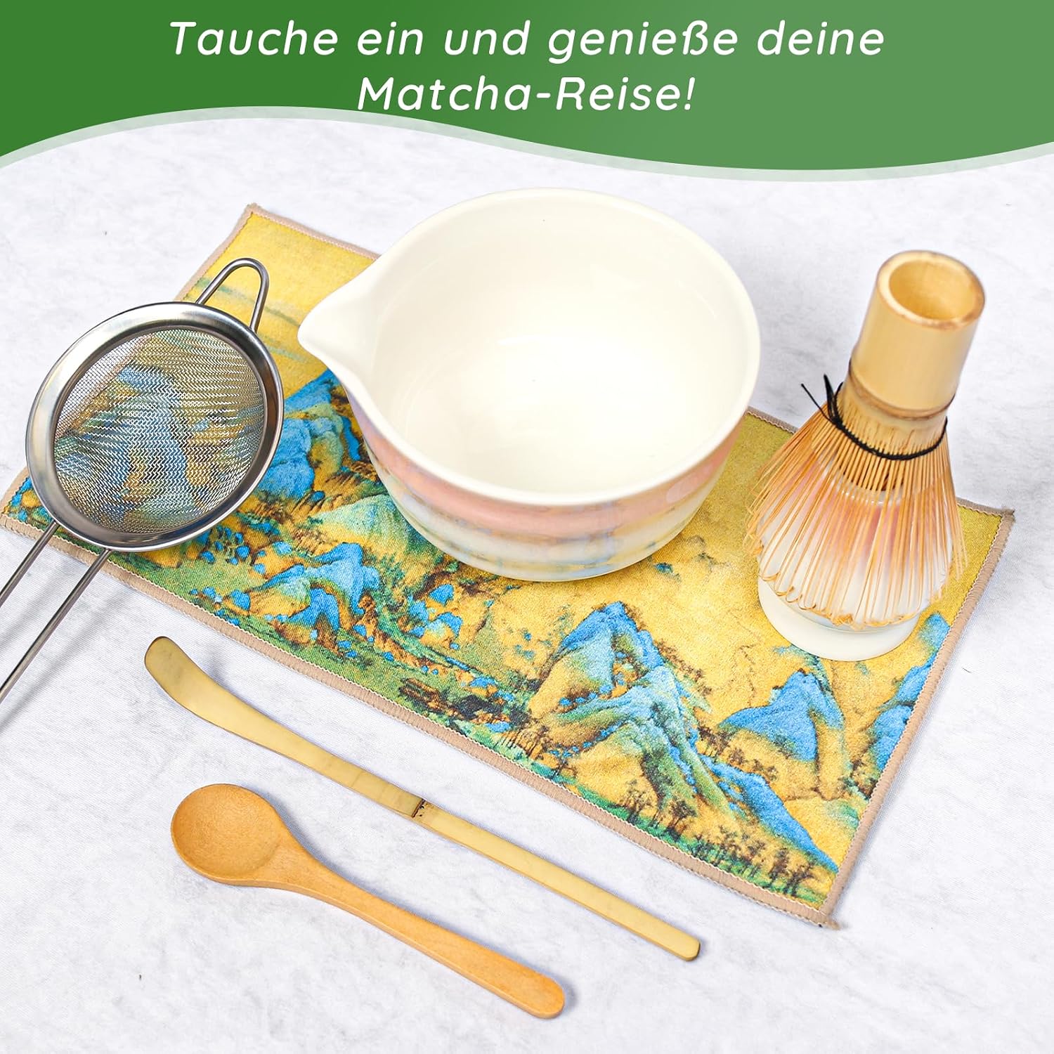 Thumbnail 6 de Newthinking Matcha Besen Set – 7-teiliges Rosa Matcha Set mit Bambusbesen und Zubehör