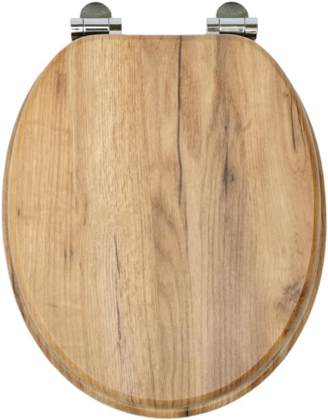Detalle de SAINOS MDF-Toilettensitz mit Soft-Close & verstellbaren Zinklegierungs-Scharnieren (O-Form, Tragkraft 180 kg)
