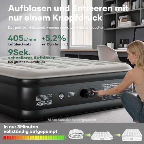 Thumbnail 7 de OlarHike Luftmatratze selbstaufblasend 140x200x50 cm – Gästebett mit integrierter Pumpe
