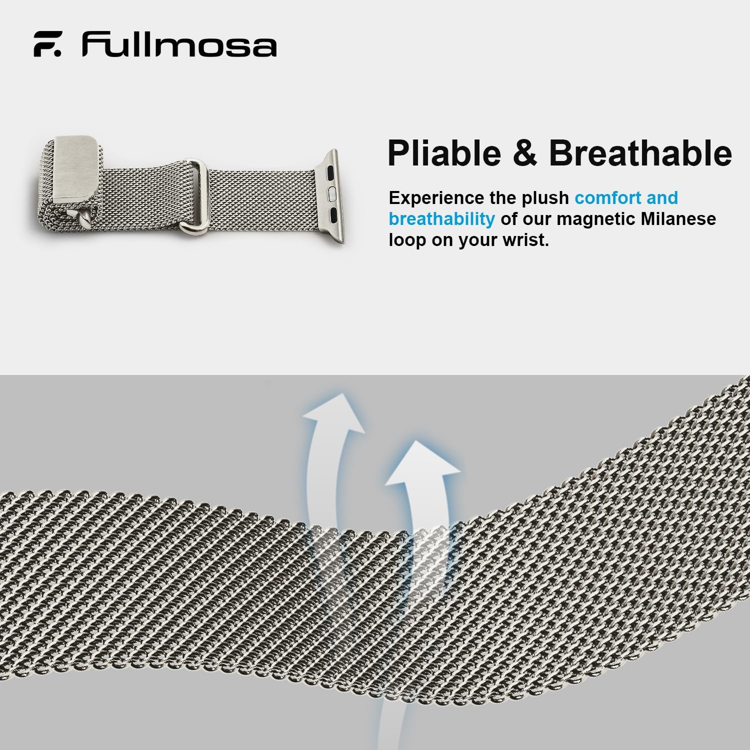 Thumbnail 4 de Fullmosa Stainless Steel Milanese Loop Apple Watch band (38mm–49mm) with double-layer magnetic clasp