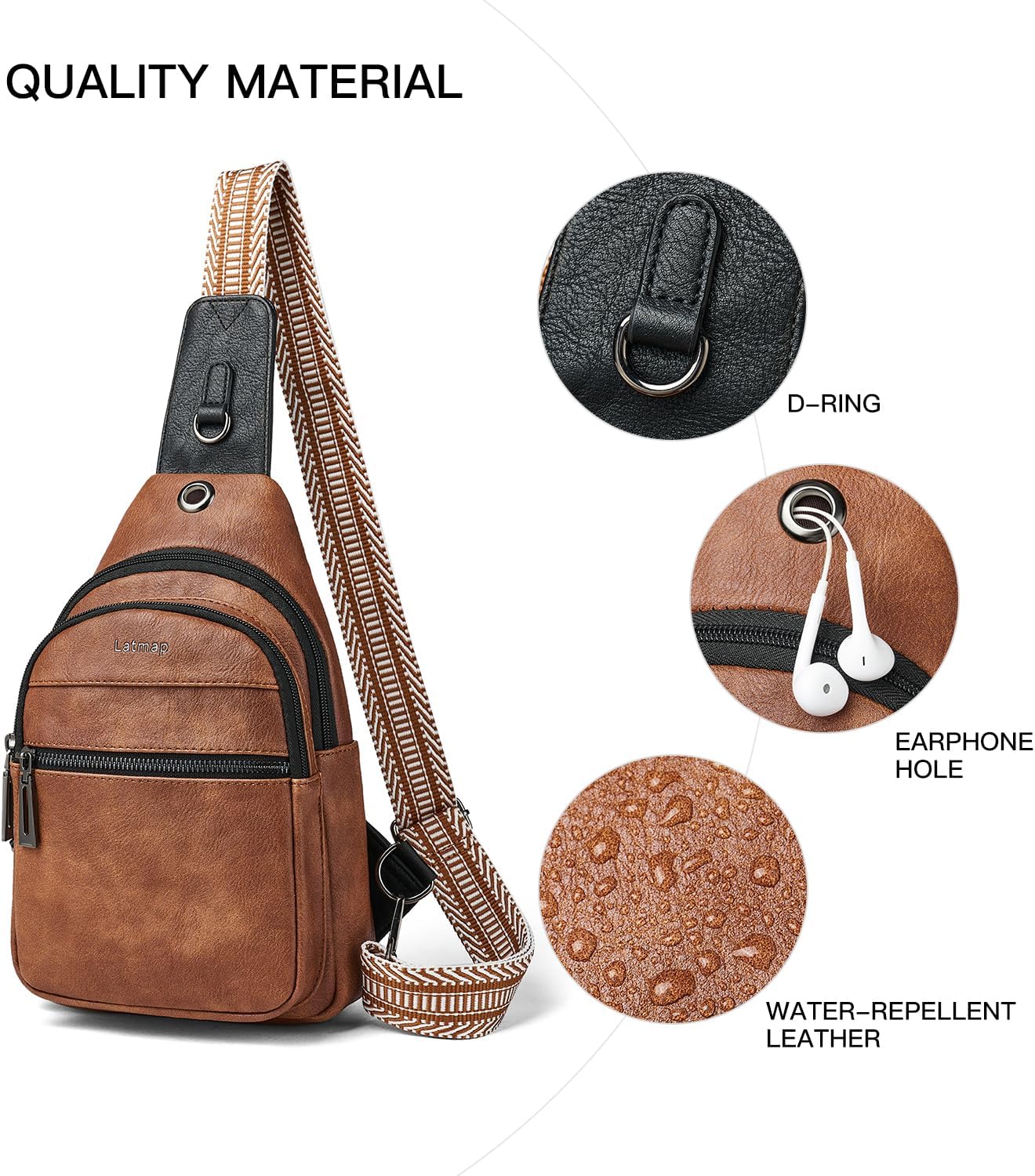 Thumbnail 5 de LATMAP Leather Small Sling Bag: Crossbody/Chest Bag for Women & Men