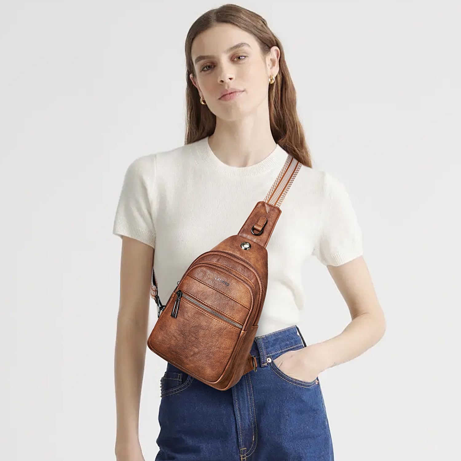 Thumbnail 1 de LATMAP Sling Bag for Women and Men – Leather Small Crossbody with Water-Resistant PU Finish