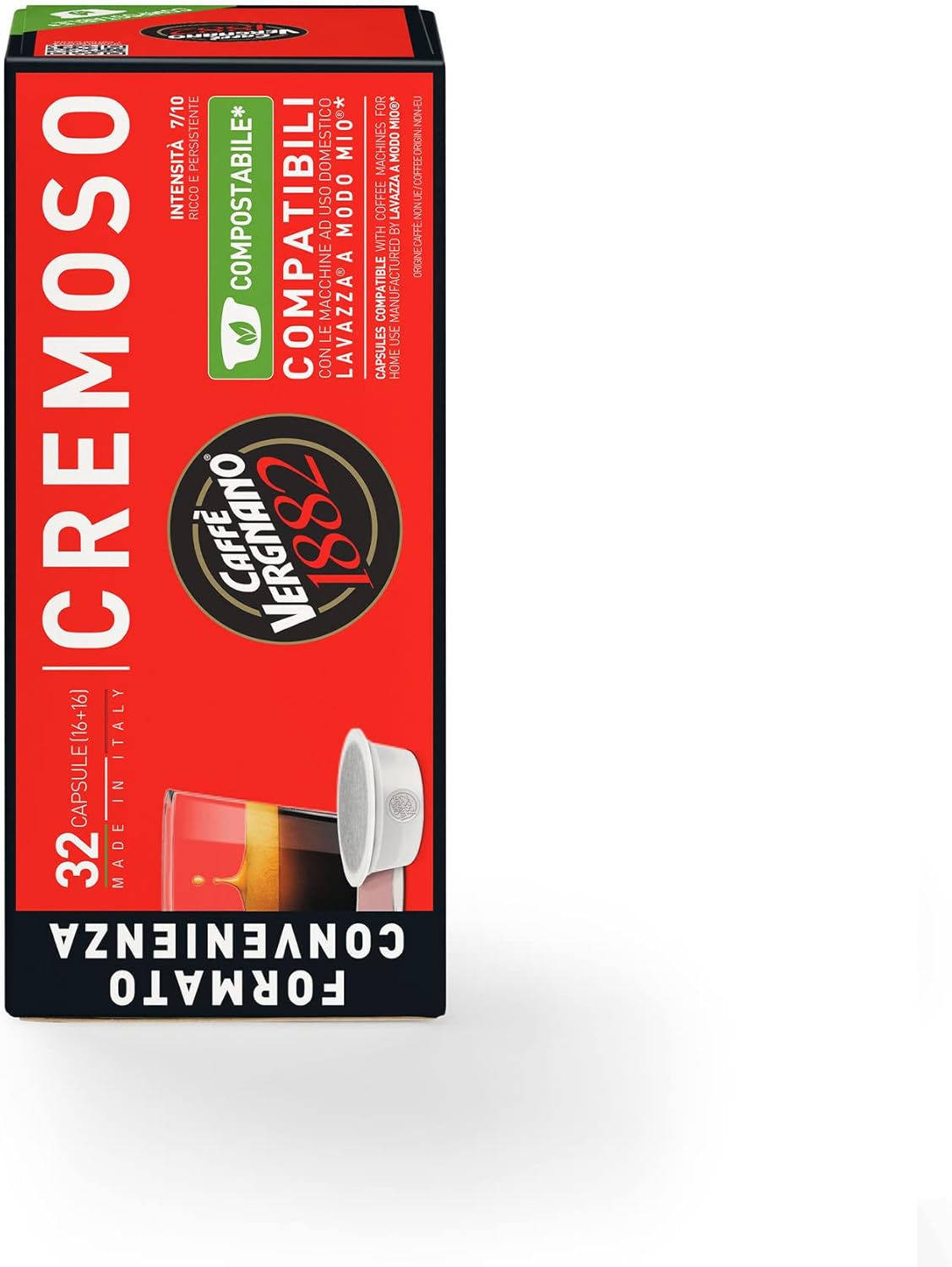 Detalle 2 de Caffè Vergnano 1882 - 128 Capsule compatibili Lavazza A Modo Mio, cremose e compostabili