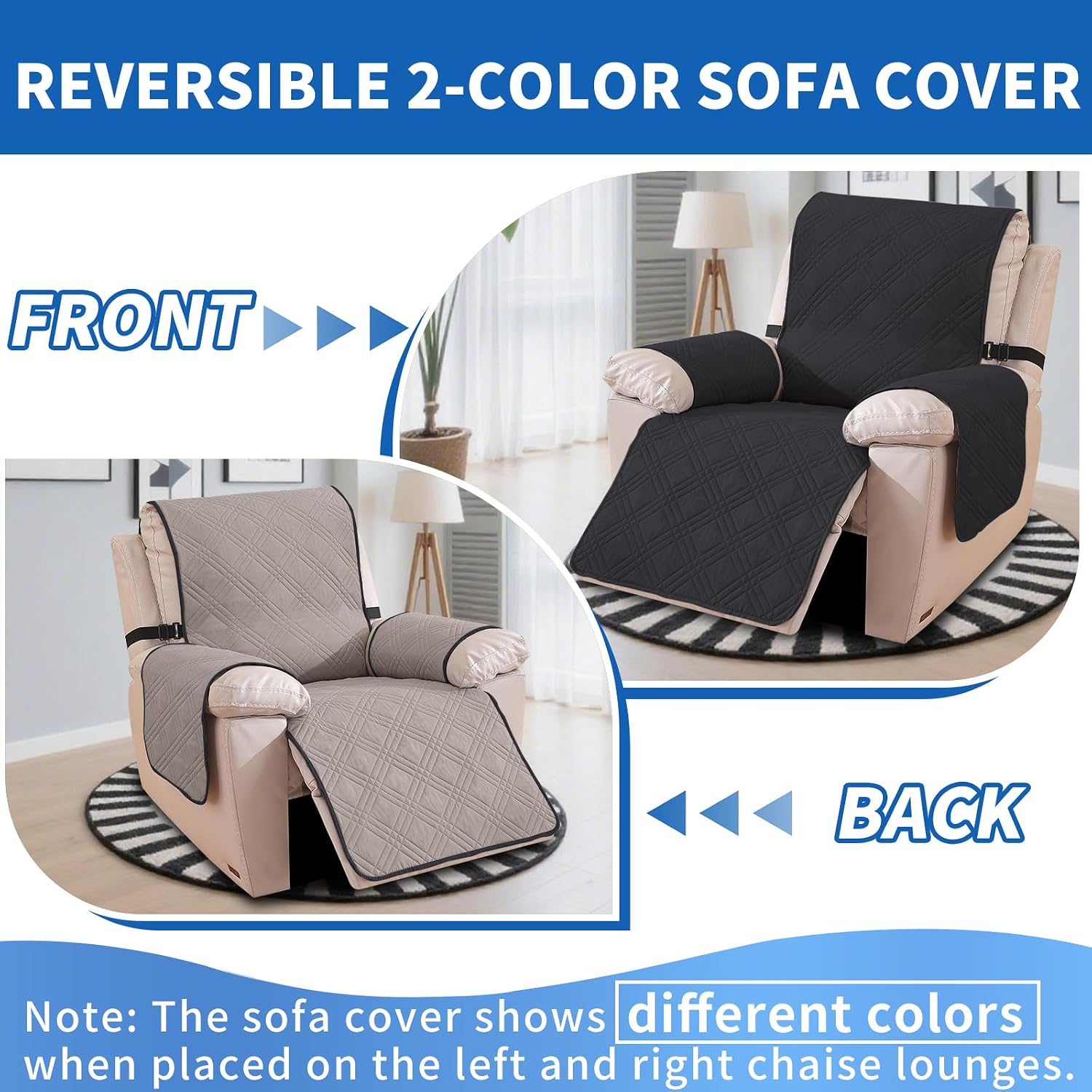 Detalle 2 de Ystyle copripoltrona Relax reclinabile reversibile elettrica, universale con braccioli (1 posto) antiscivolo antimacchia antigraffio