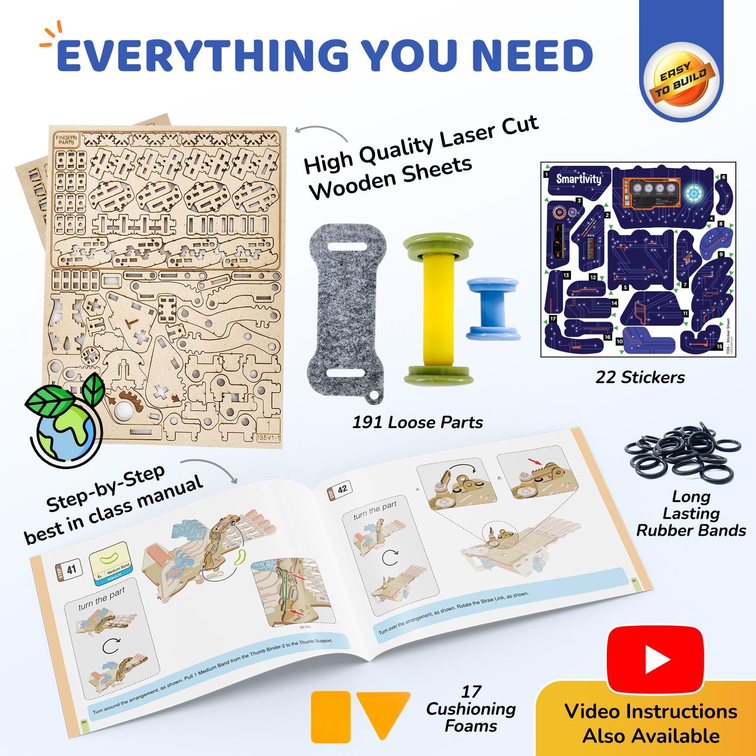 Thumbnail 4 de Smartivity DIY Robotic Mechanical Hand STEM Toy for Kids 8-14