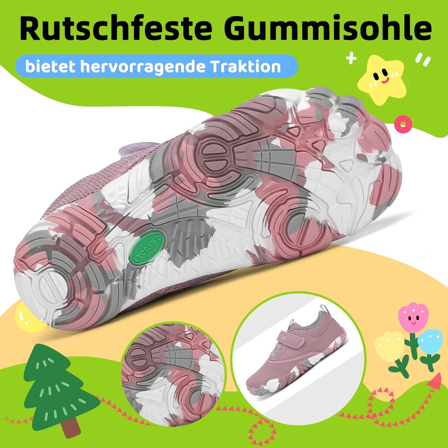 Thumbnail 4 de SAGUARO Kinder Barfußschuhe Leicht – rutschfest, Klettverschluss, Gr. 24–36