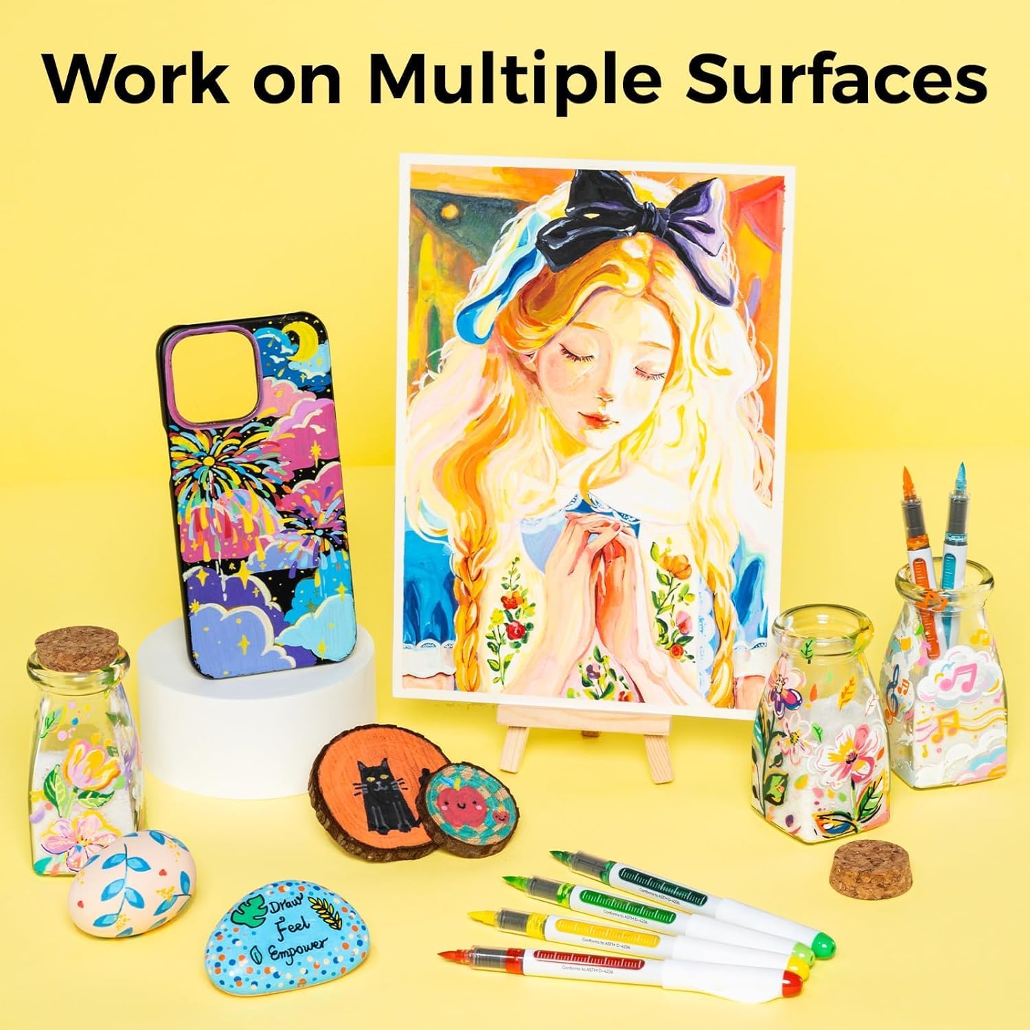 Thumbnail 6 de Ohuhu 72 Colour Acrylic Paint Markers with Brush Tip – High Opacity, Waterproof & Lightfast