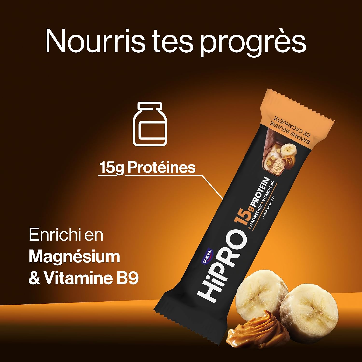 Detalle 2 de HiPRO Barre Protéinée Banane Beurre de Cacahète 45g ⚙