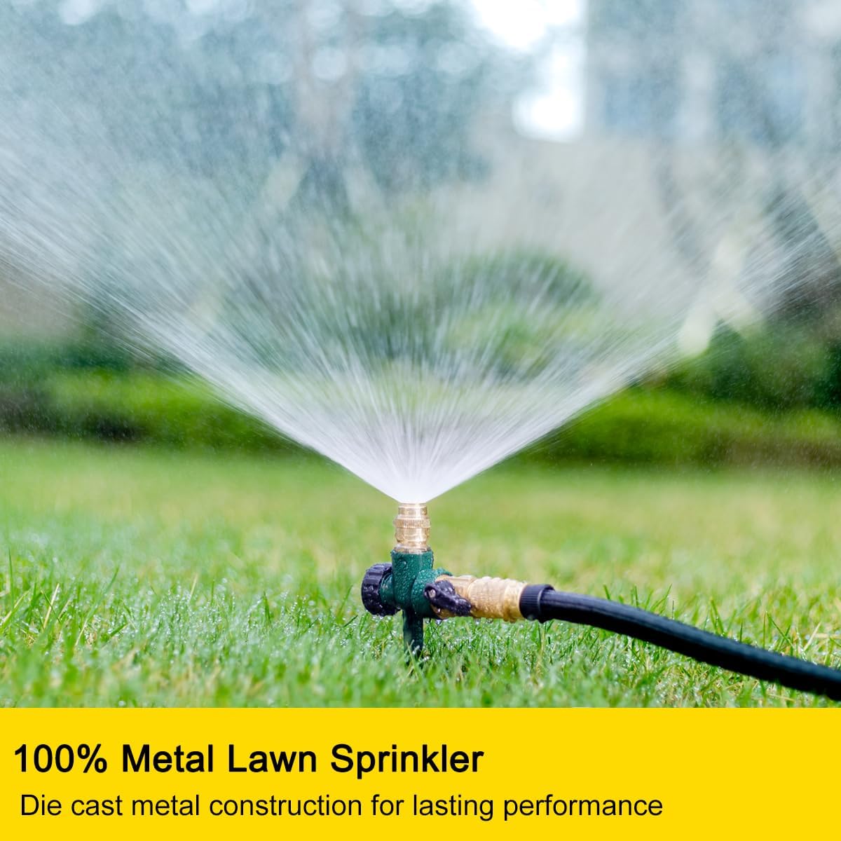 Thumbnail 1 de FANHAO 2 Pack Metal Lawn Sprinkler with Adjustable 360° Nozzle and Zinc Alloy Spike