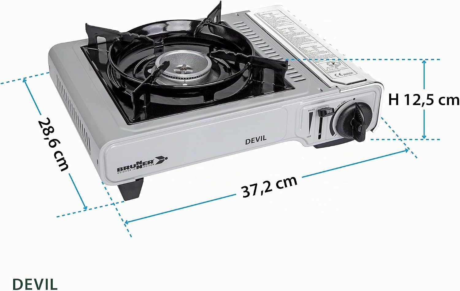 Detalle de BRUNNER Devil – Réchaud avec allumage piézo intégré et brûleur en aluminium