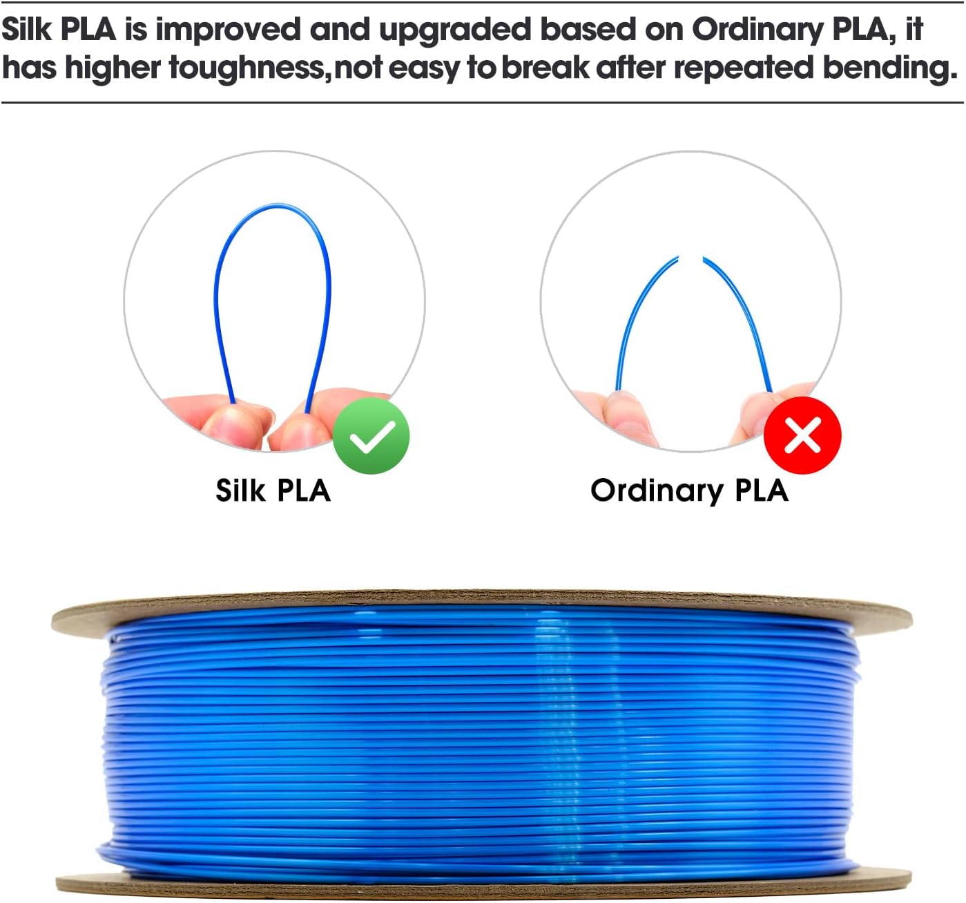 Thumbnail 4 de eSUN Zijde Metaal PLA-filament 1,75 mm, 1 kg, zijdeblauw