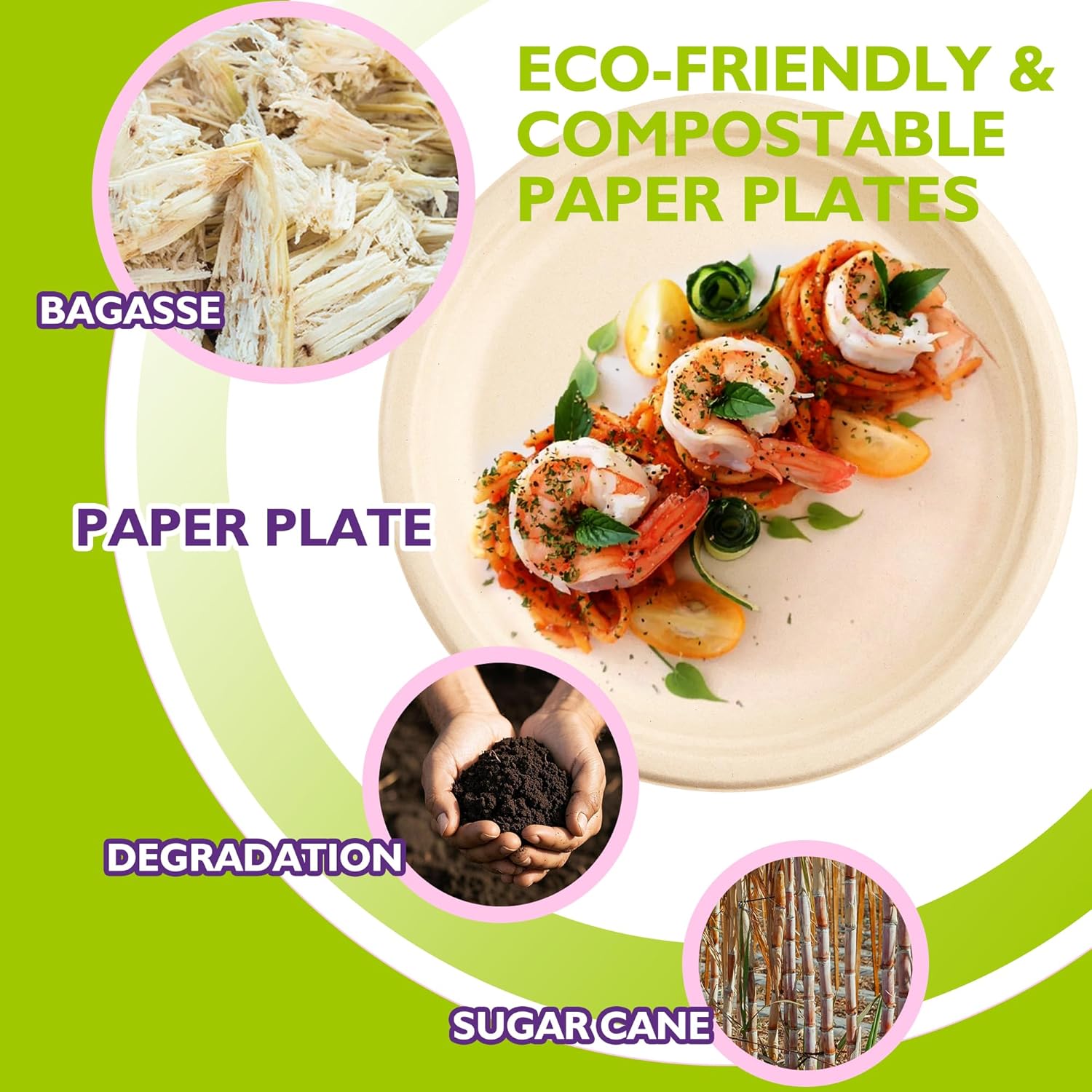 Thumbnail 1 de Packinno 9 Inch 125-Pack Compostable Plates