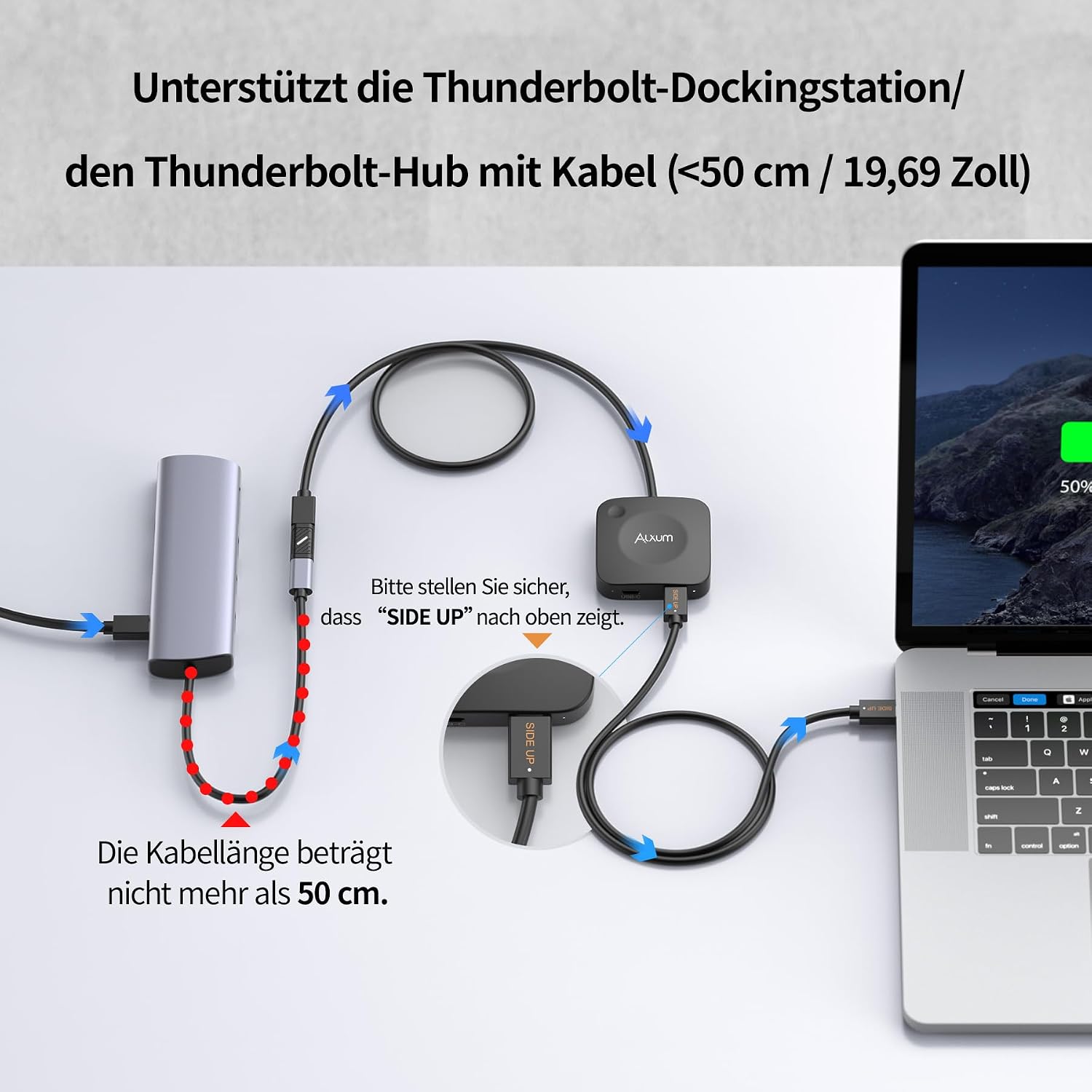 Detalle 2 de Alxum USB-C Switch 2 Geräte, 2 Eingänge – 2 in 1 Out, 8K/4K Video, 140W PD, USB4 mit Fernbedienung