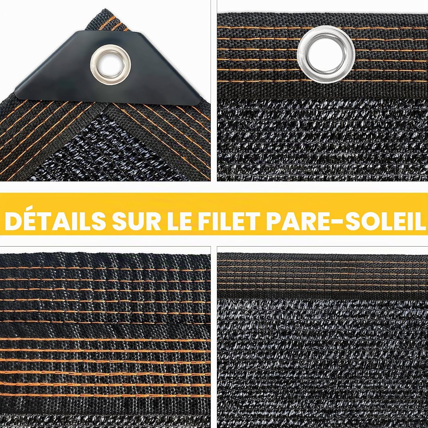 Thumbnail 4 de Filet d'ombrage avec œillets - Beige, 3 x 4 m, 90% d'ombrage, résistant UV