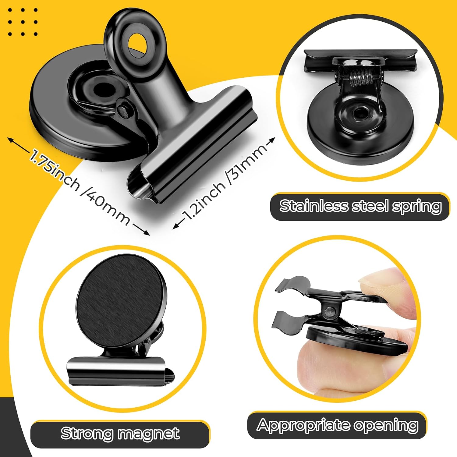 Detalle de WUDIME 200 Magnetic Clips pack for fridge and whiteboard 🧲