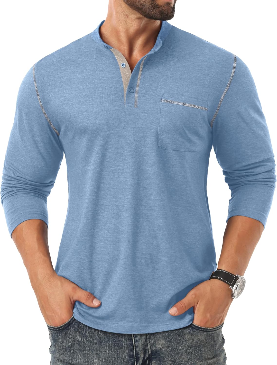 Detalle 2 de Sailwind Men's Henley Shirt Long Sleeve
