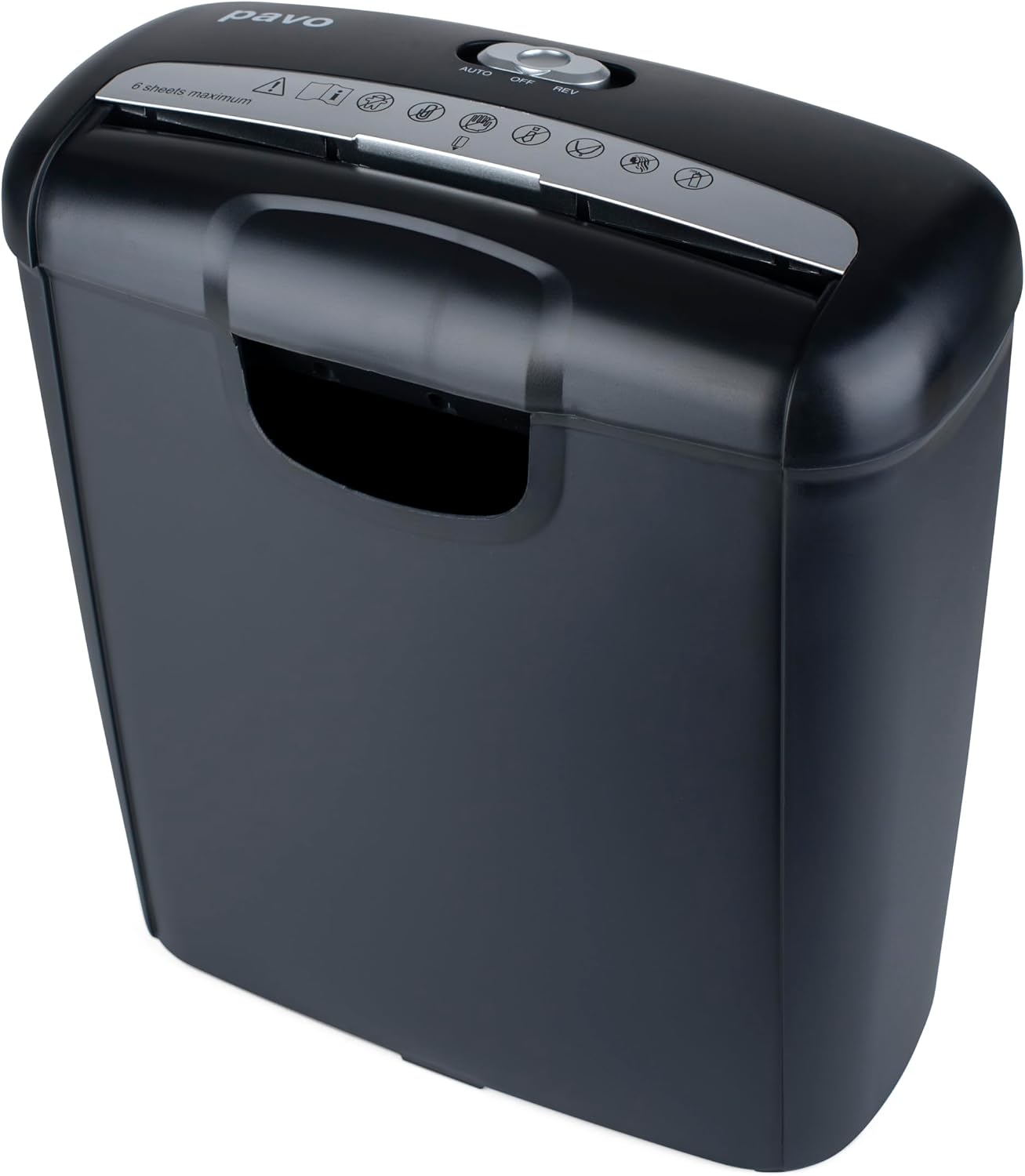 Pavo Distruggidocumenti premium a strisce fino a 6 fogli (6 mm), cestino 10 l, nero