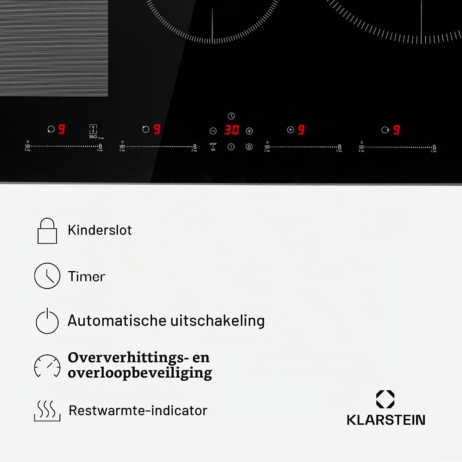 Detalle 2 de KLARSTEIN Delicatessa 77 Hybrid CP4-90400-kdcc inbouwinductiekookplaat, 4 zones