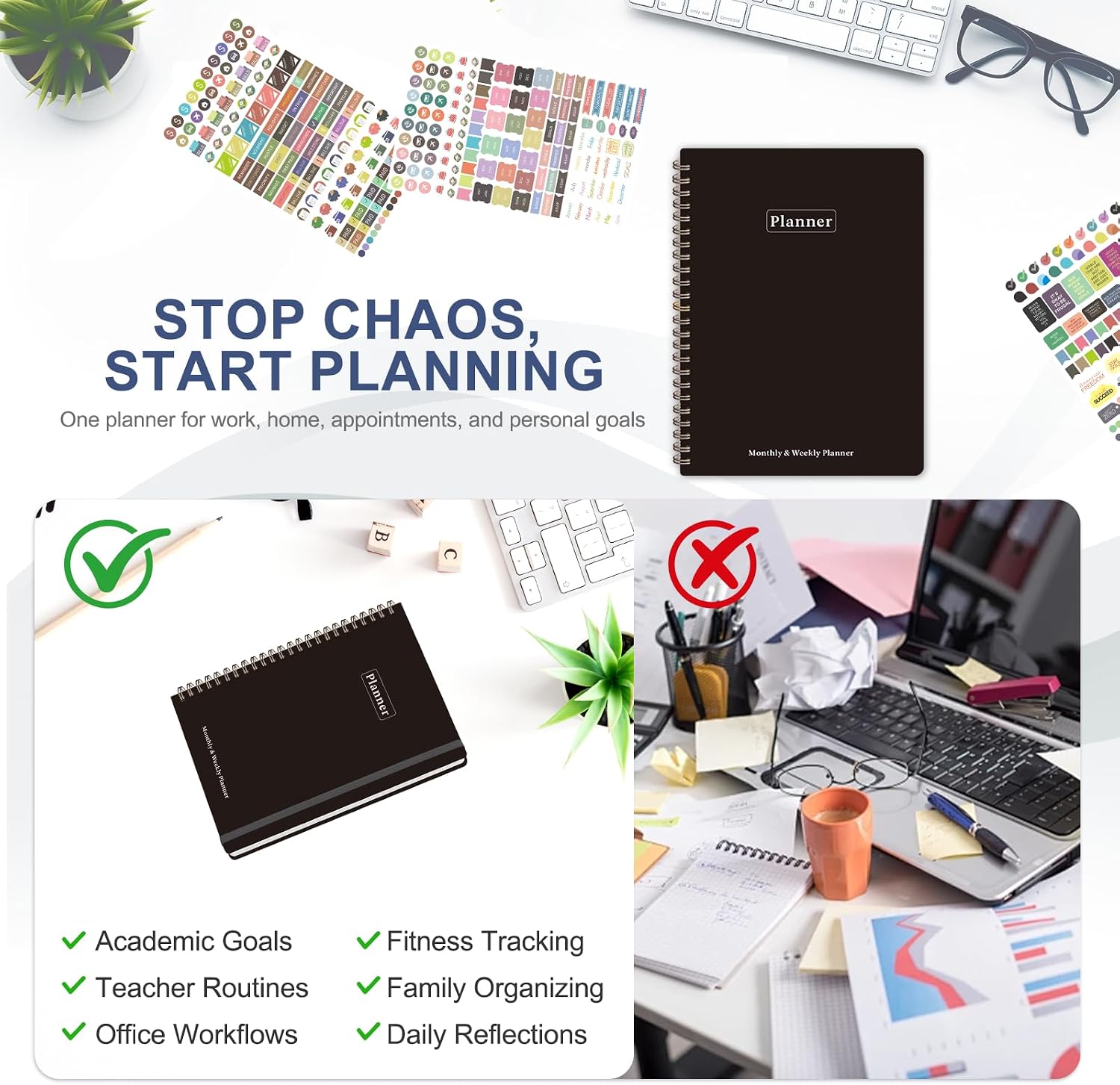 Thumbnail 6 de VALOME 2027 Planner, Letter-Size Hardcover Spiral Calendar with Weekly and Monthly Pages