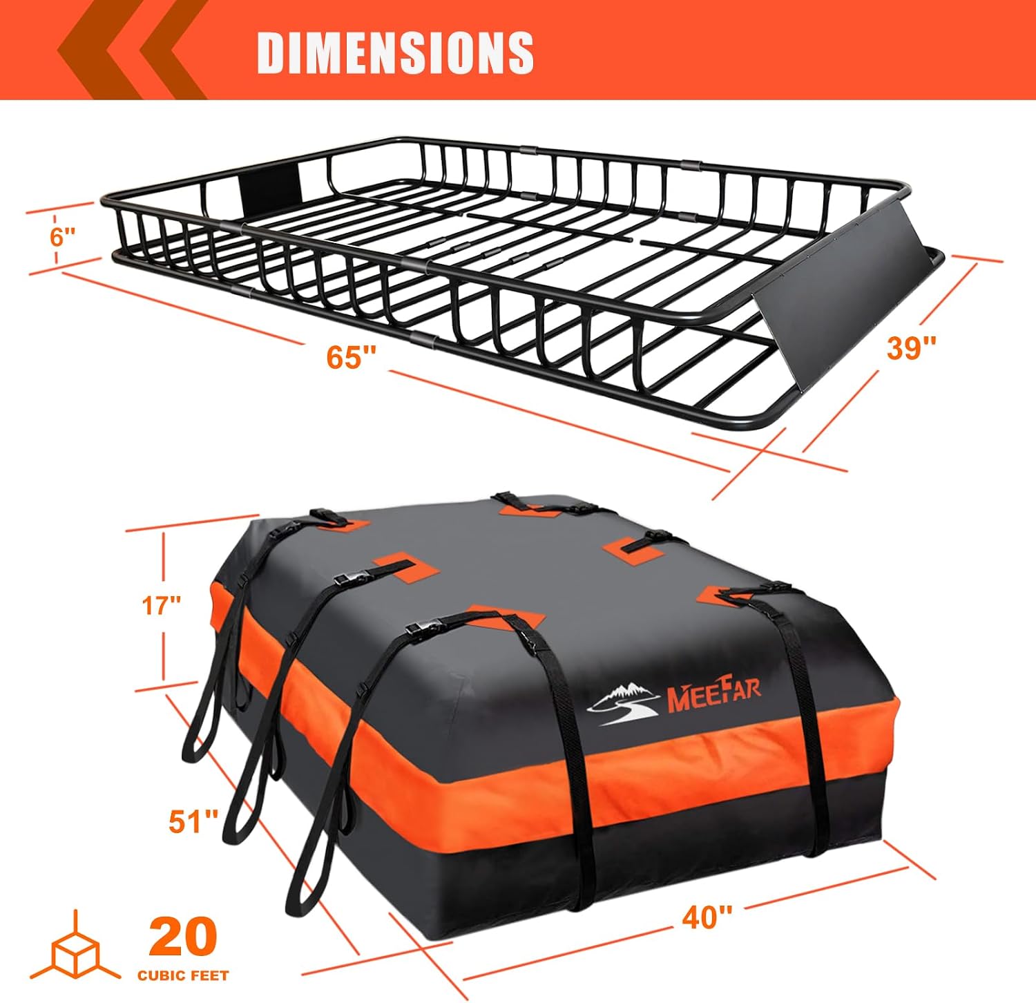 Detalle 2 de Roof Rack Cargo Carrier Basket with 20 Cu. Ft. Bag