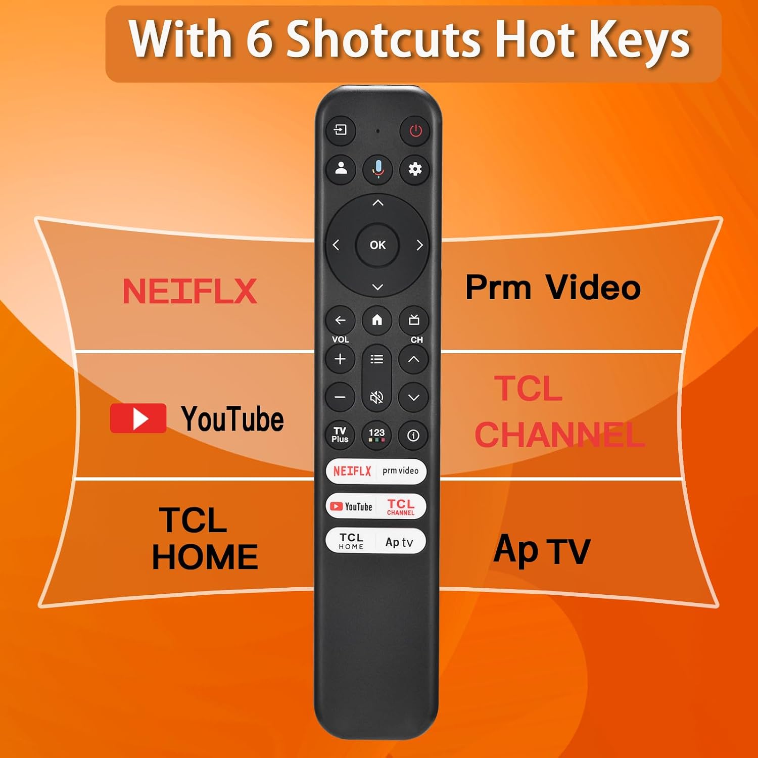 Detalle 2 de Replacement for TCL RC813 Google Smart TV Universal Remote with Voice Control