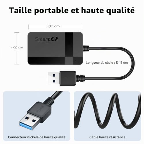 Detalle de SmartQ C368: Lecteur de cartes USB 3.0 quatre-en-un, Plug N Play