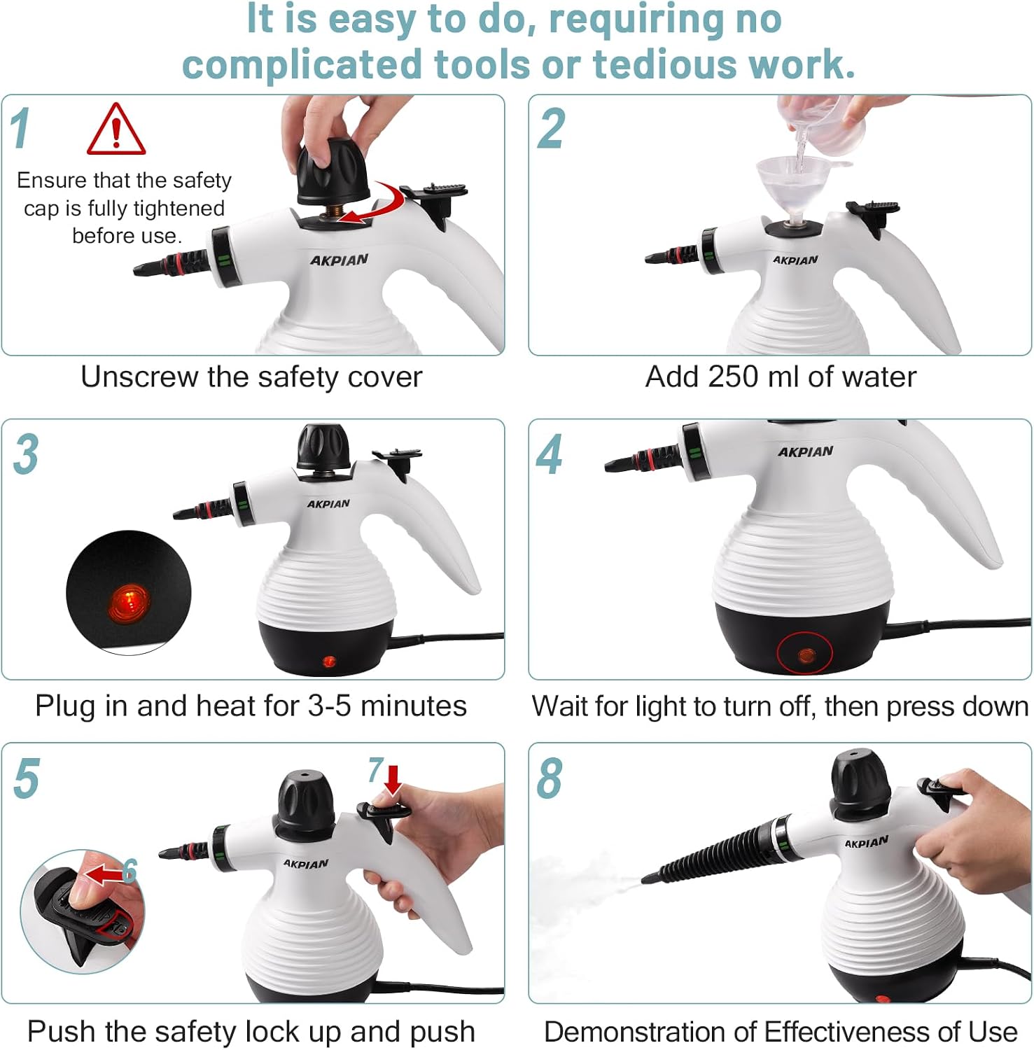 Thumbnail 5 de AKPIAN Handheld Steam Cleaner, 10 Accessories