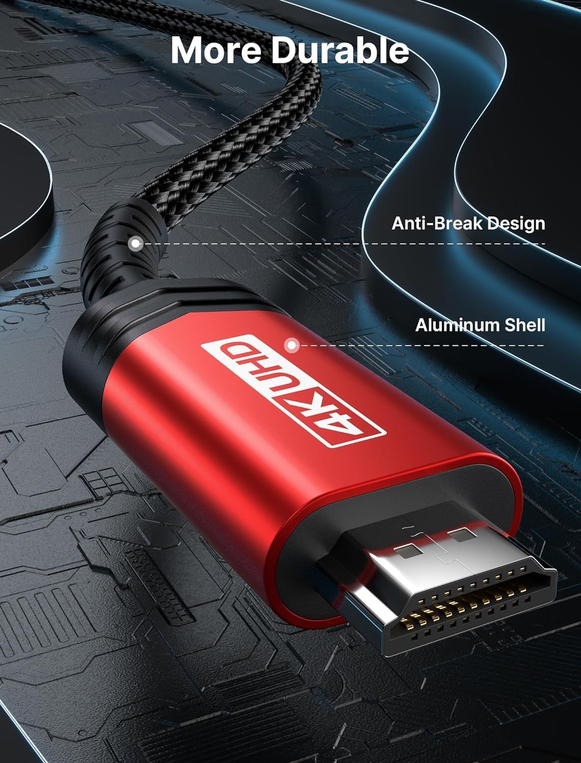 Thumbnail 6 de JSAUX USB-C auf HDMI Kabel 3 m (4K@60 Hz) – rot, Plug & Play für MacBook, iPad Pro, Galaxy & mehr