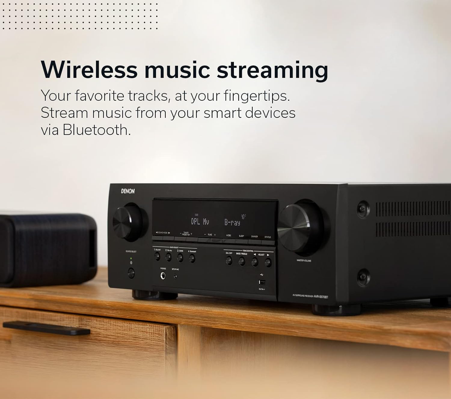 Detalle 2 de Denon AVR-S570BT 5.2-Channel AV Receiver with 8K HDMI Inputs, eARC, and Bluetooth Streaming