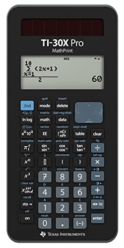 Detalle de Texas Instruments TI-30X Pro MathPrint Schulrechner – 4-zeiliges Display, Solar- und Batteriebetrieb, Schwarz