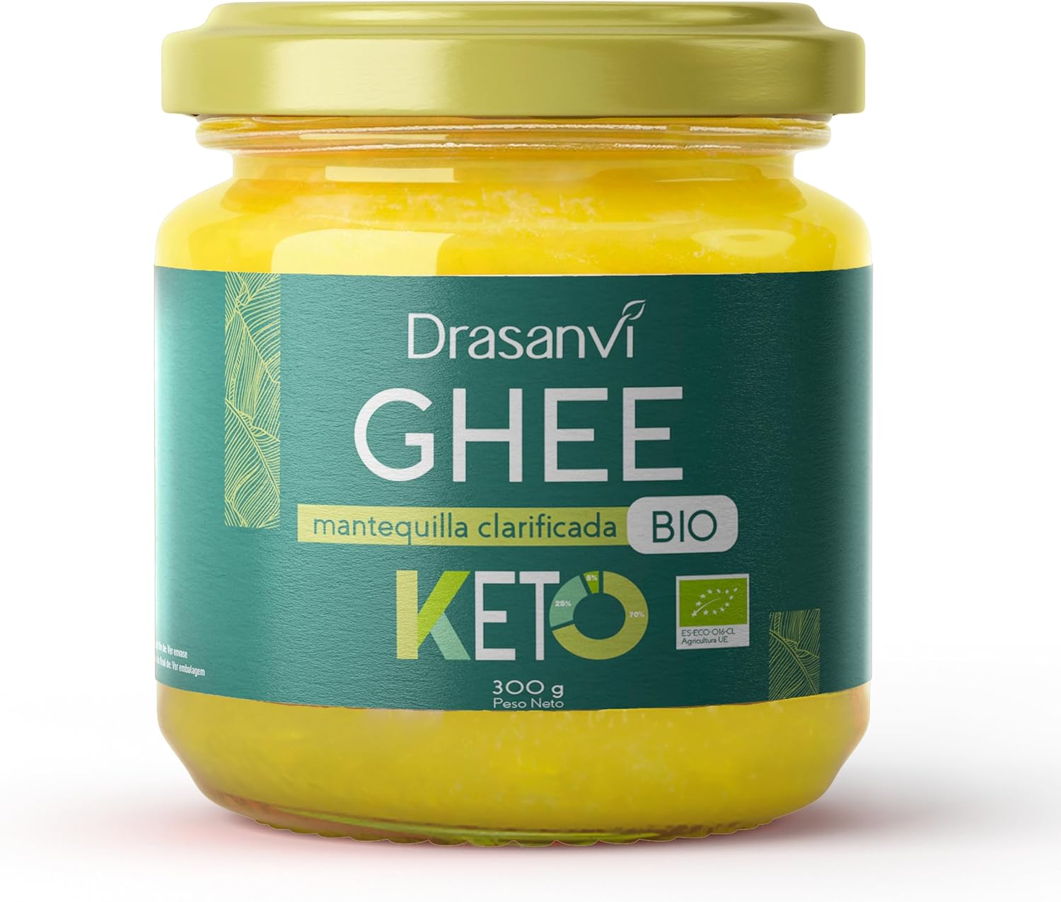 Drasanvi KETO Mantequilla Ghee de pasto Bio, 300 g, saludable y digestión fácil