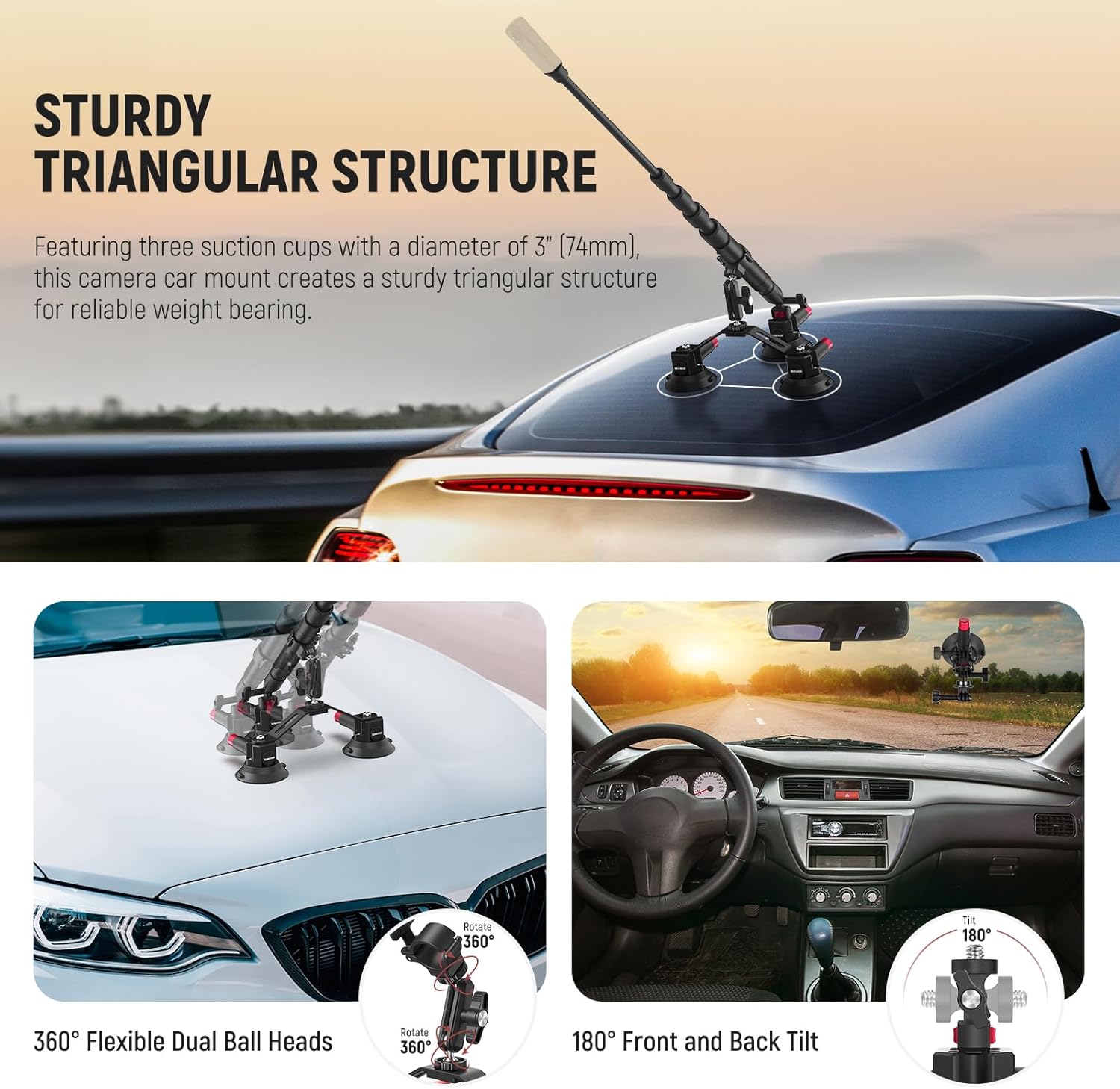Thumbnail 3 de NEEWER CA065 Car Mount 74 mm Suction