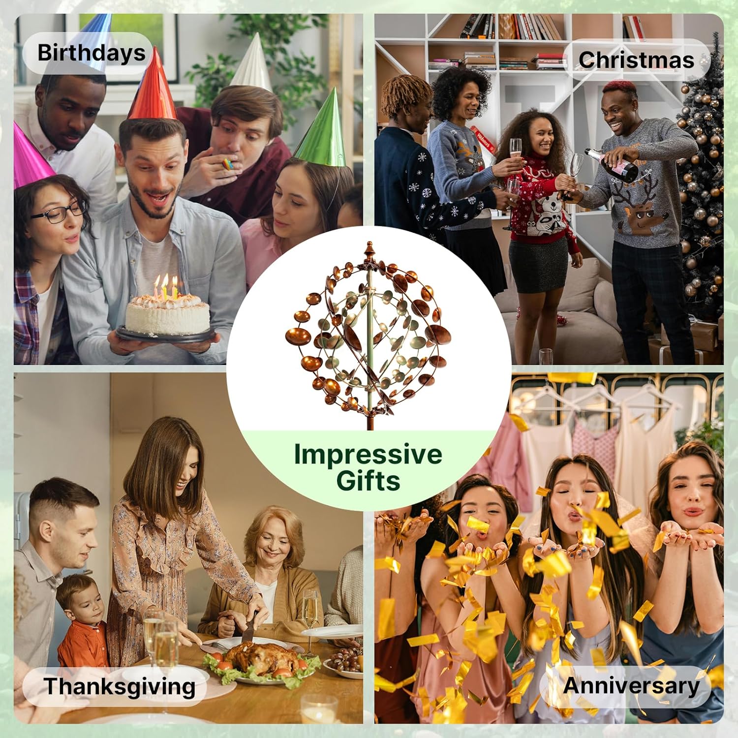 Thumbnail 6 de Outdoor Wind Spinners 75" Large Metal Kinetic Wind Sculptures with 360° Swivel & Welcome Flag