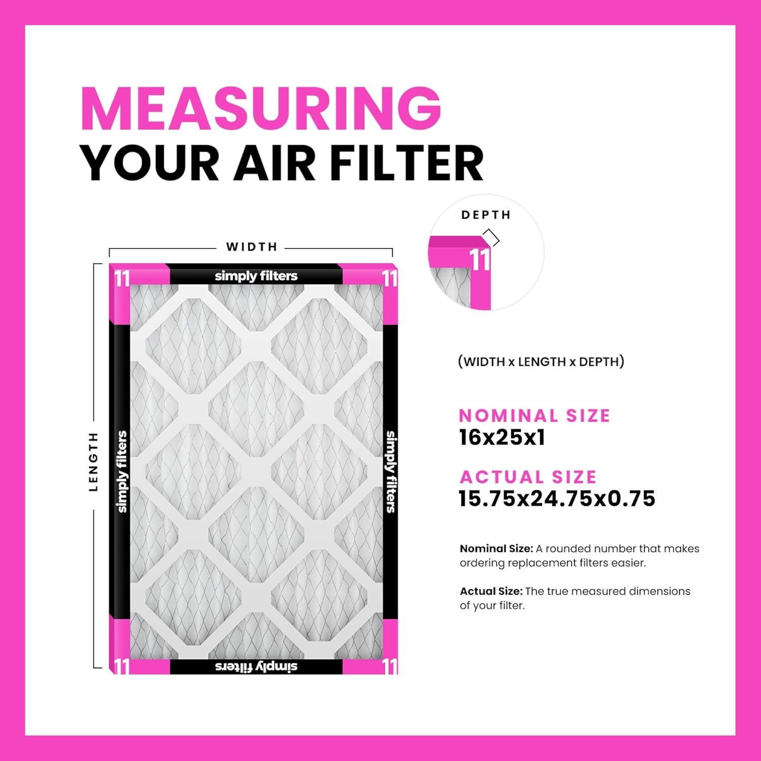 Detalle 2 de Simply 16x25x1 Air Filter, MERV 11 — 4 Pack for Home HVAC
