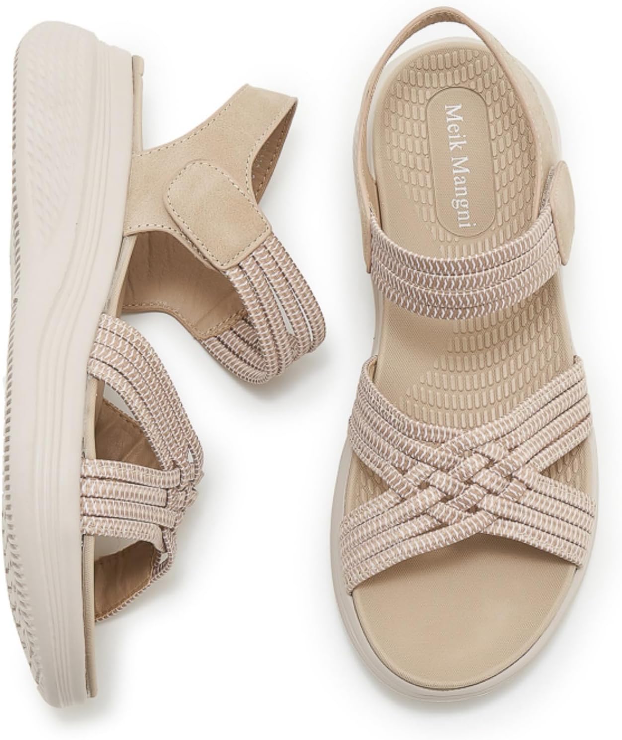 Detalle de SMajong Women's Flat Sandals with Arch Support and Elastic Strap