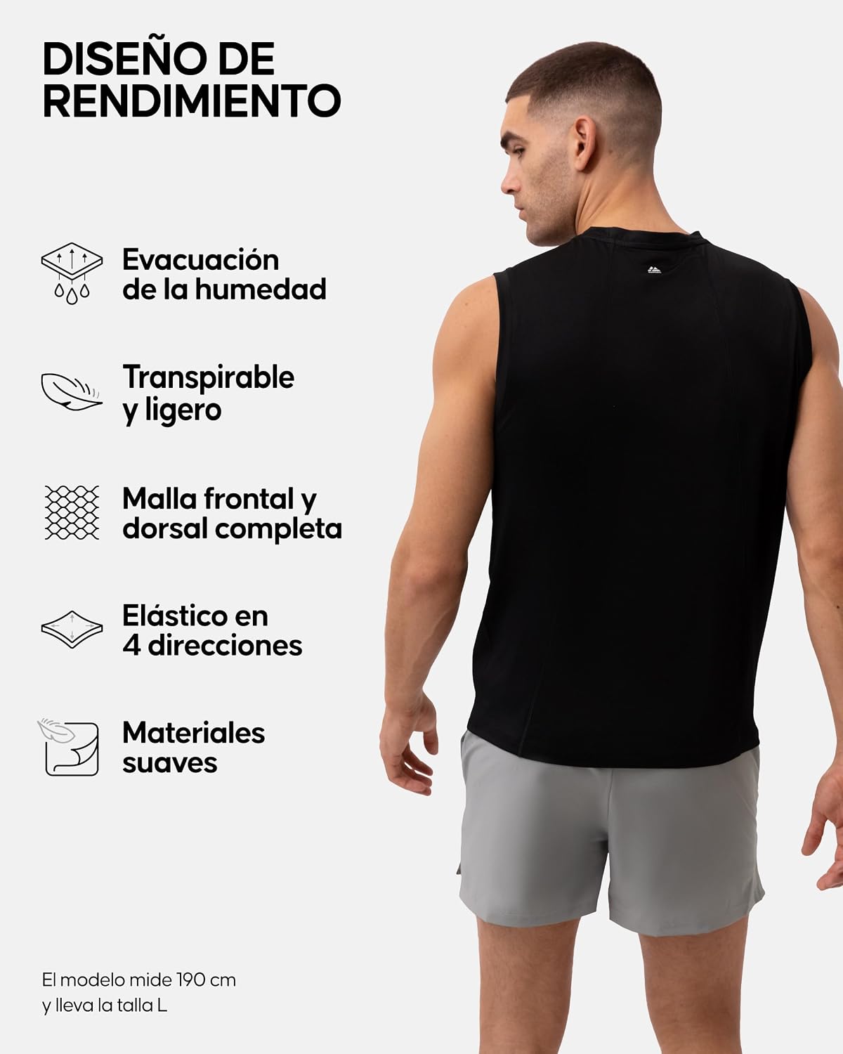 Detalle de DANISH ENDURANCE Camiseta sin mangas hombre 95% poliéster