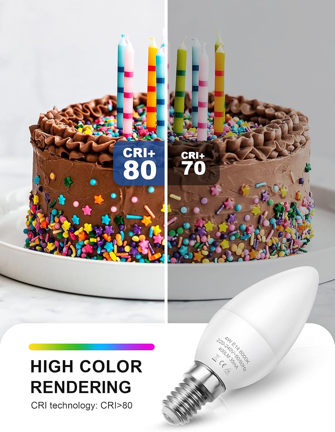 Thumbnail 3 de Fulighture E14 LED Kerzenform 4 W (nicht dimmbar) – 6er-Set, 300 Lumen, 6.000 K kaltweiß