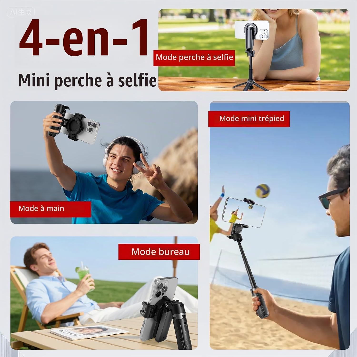 Thumbnail 1 de Jaxiyun Selfie Stick: magnetisch 4-in-1 mini-statief met bluetooth-afstandsbediening