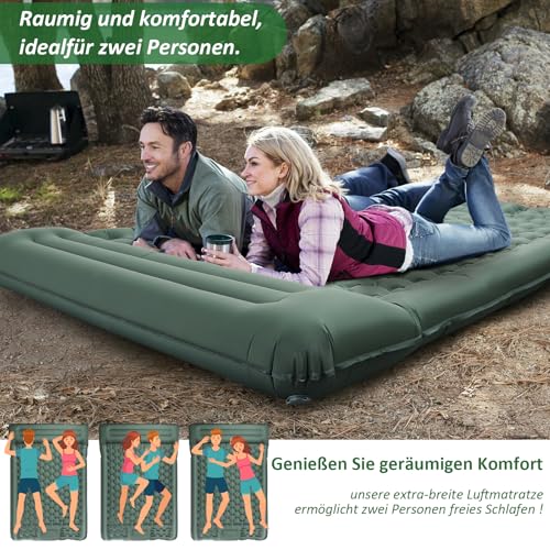 Detalle de Jaztral Isomatte Camping 2 Personen – 200 × 137 × 12 cm, integrierte Kopfdichtung und Fußpumpe