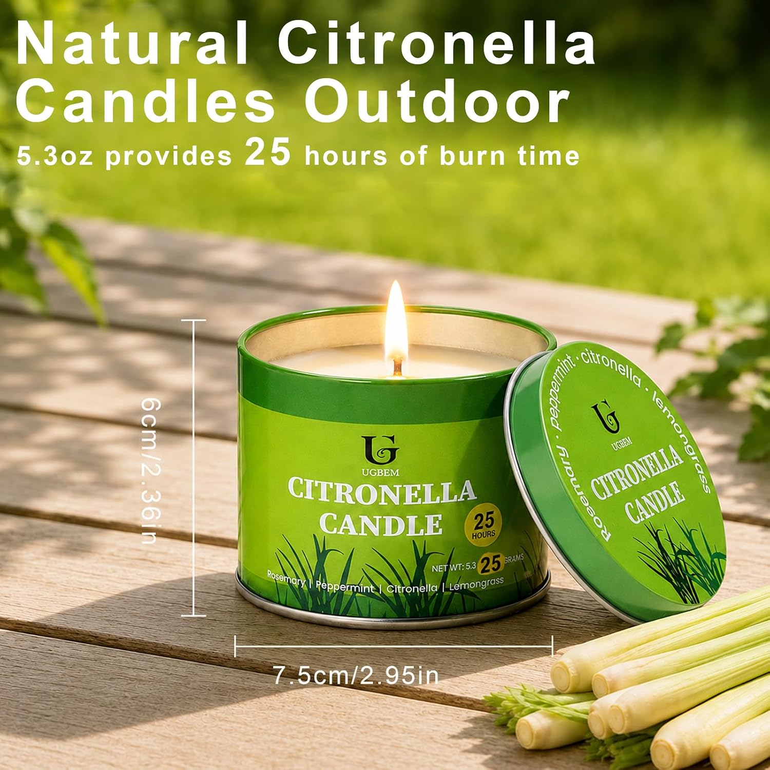 Detalle 2 de 4 Pack Citronella Candles Outdoor – Soy Wax, Plant‑Based Oils for Patio and Camping