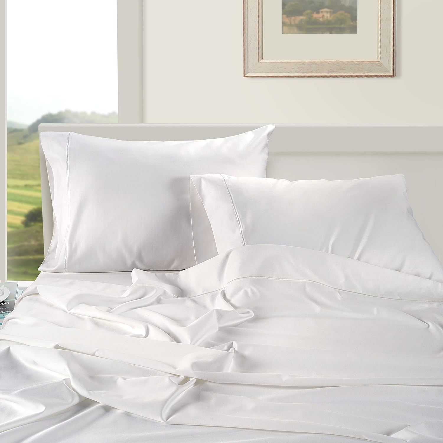 Thumbnail 2 de LANE LINEN 100% Egyptian Cotton Sheets, Queen 4-Piece Set, White, 1000 Thread Count