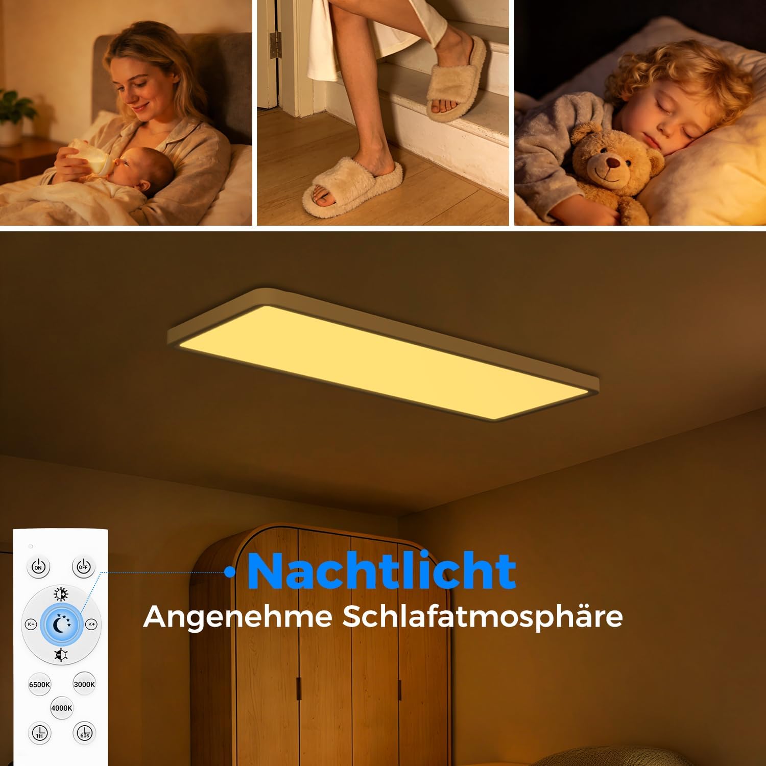 Detalle 2 de Pesaur LED Deckenleuchte Flach 58x20cm 3500lm