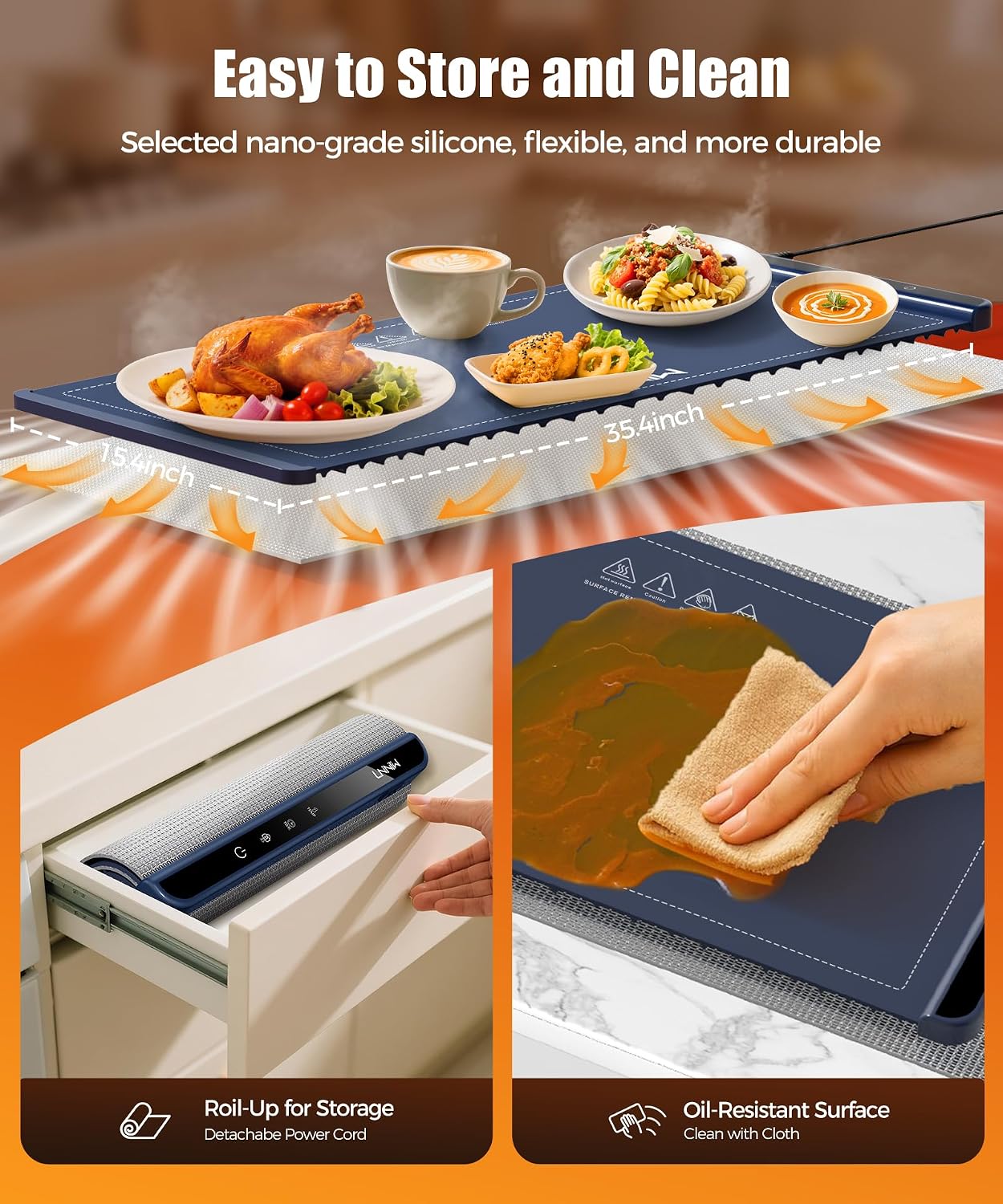 Detalle de LNNIW Food Warming Mat, 36 x 15 Inch