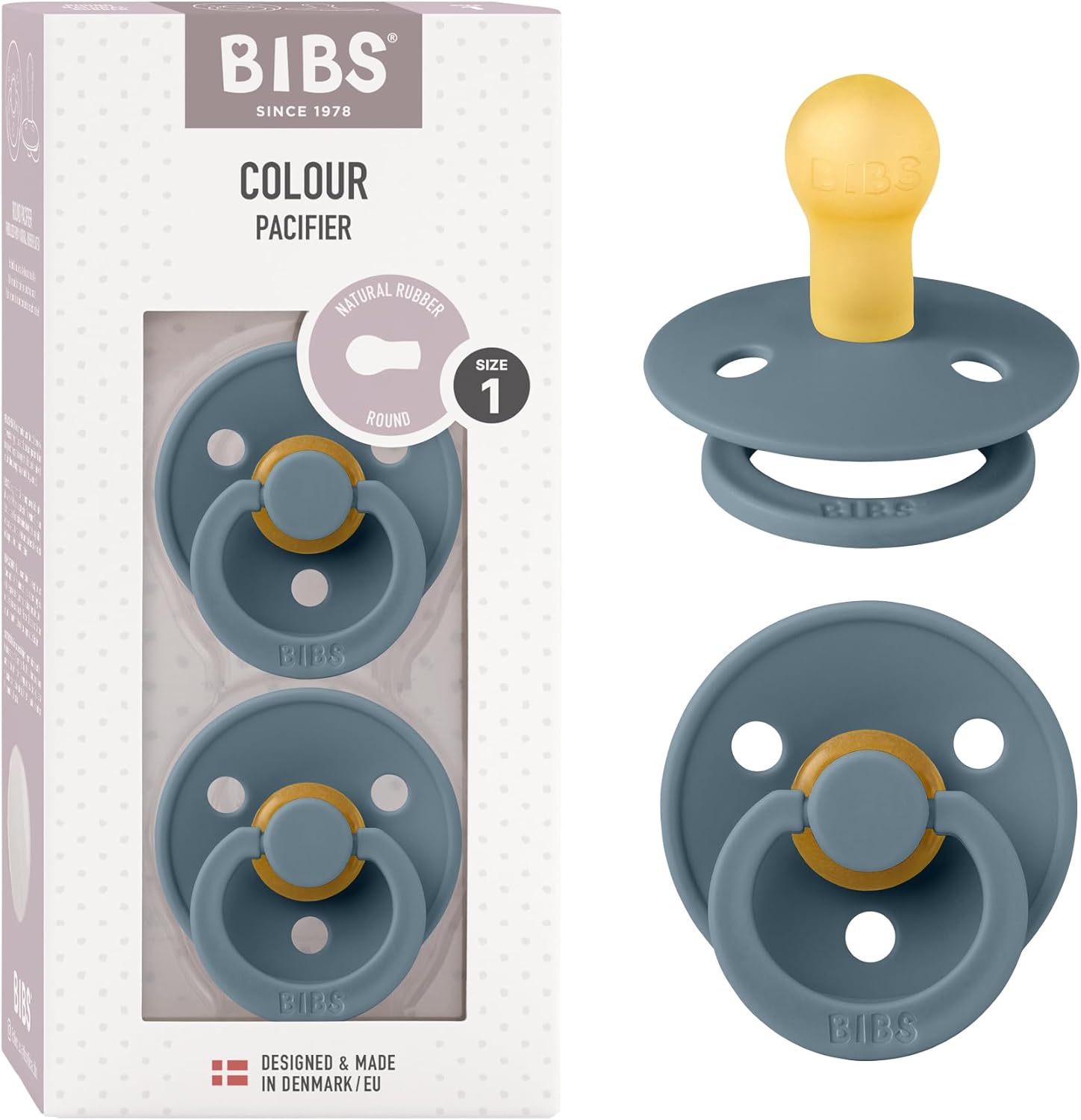 Tétine BIBS Colour, lot de 2 sucettes, sans bisphénol A ⚙