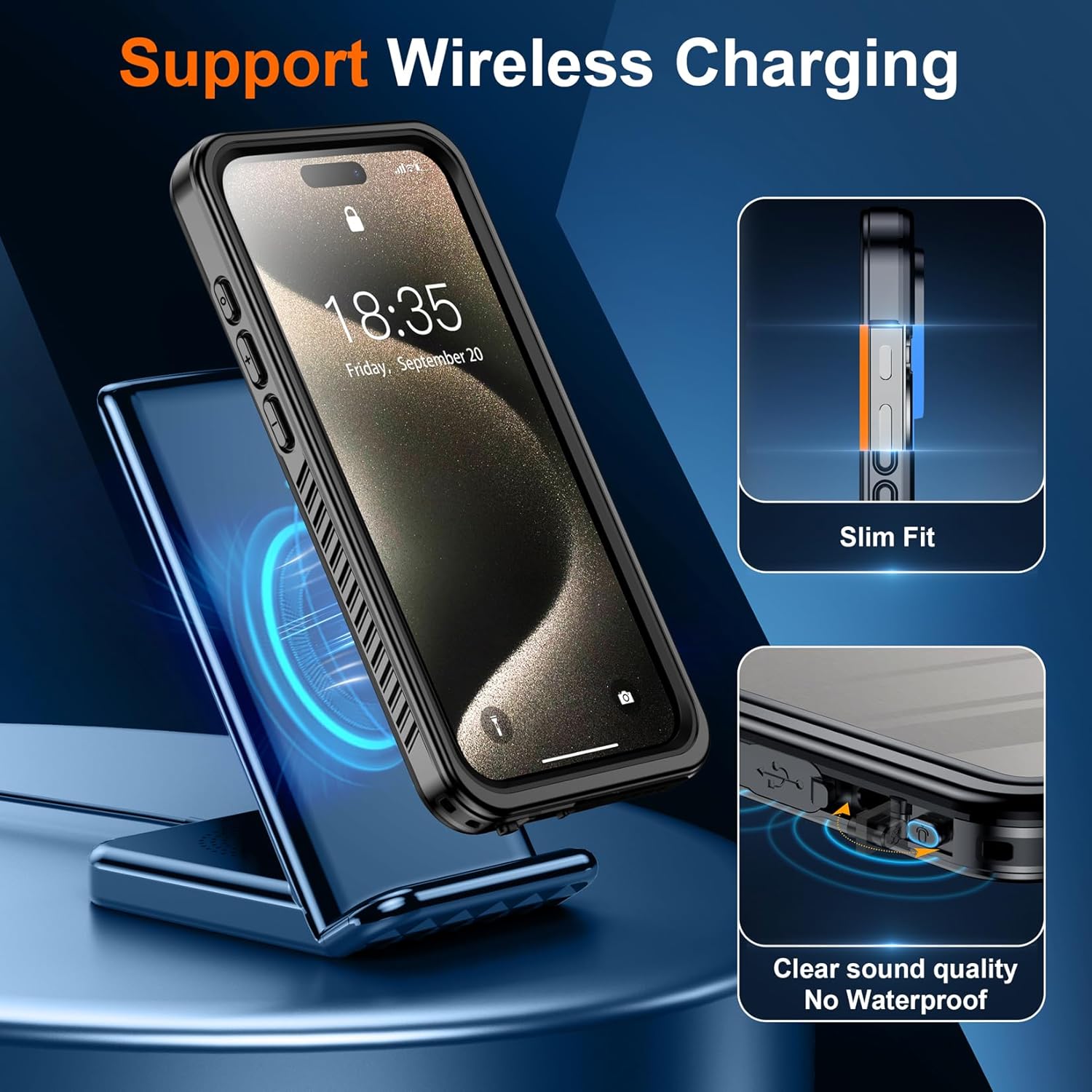 Thumbnail 4 de SPIDERCASE for iPhone 15 Pro Waterproof Case (IP68, Built-in Screen & Lens Protector) — Black