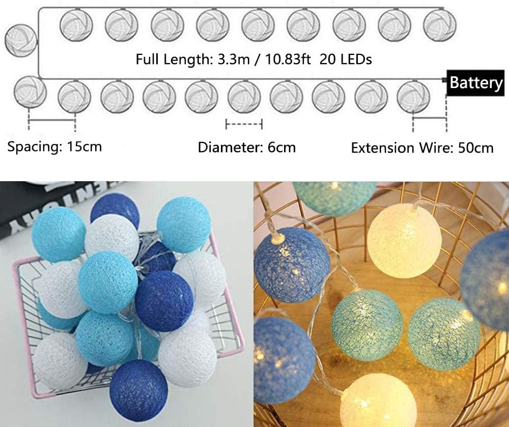 Thumbnail 5 de LED Lichterkette Baumwollkugeln 3,3 m – batteriebetrieben, 20 Kugeln, IP44